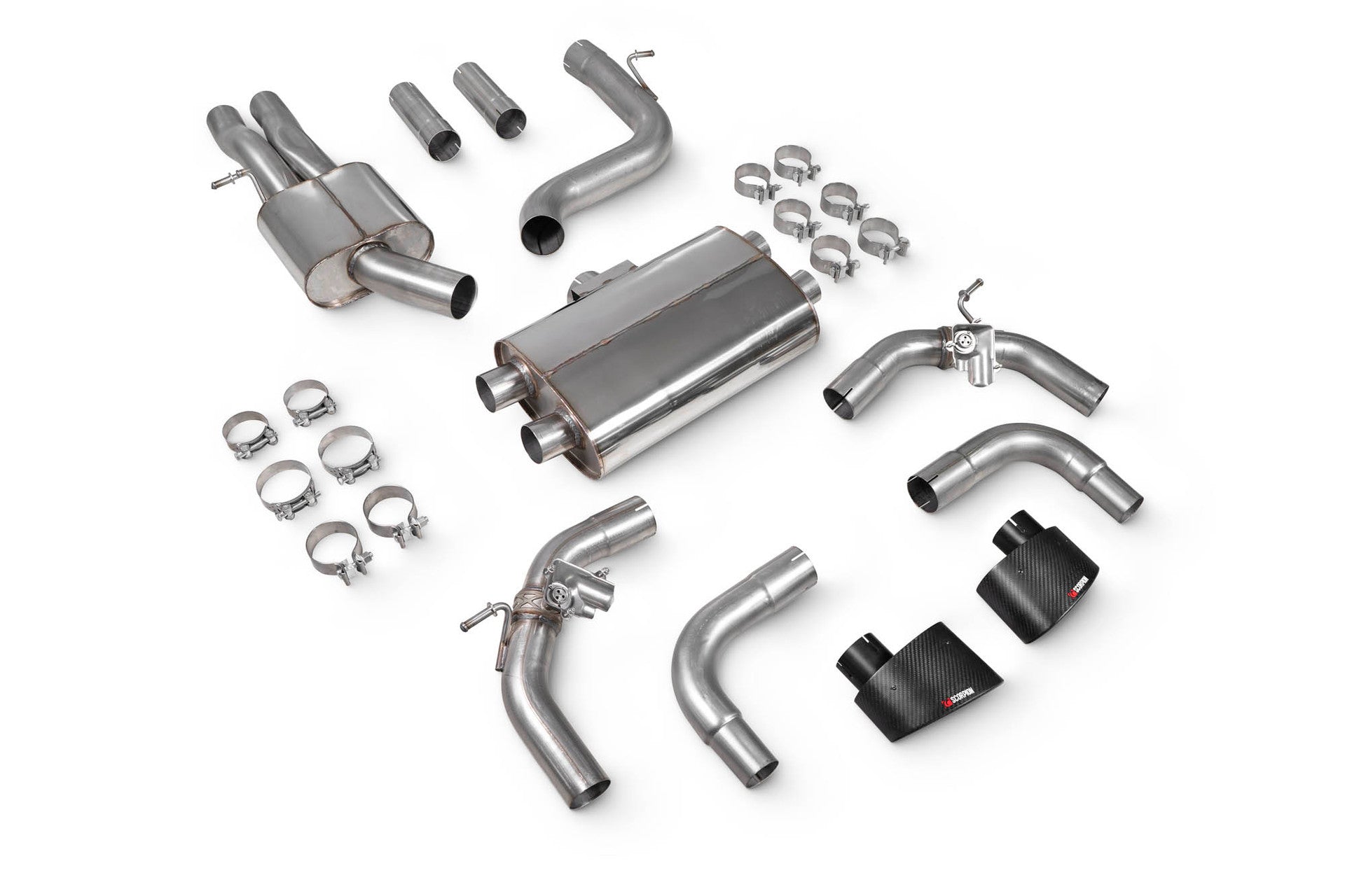 Scorpion Cat Back Exhaust System CF Trims - RS3 8V Pre-Facelift - Nineteen72 Performance