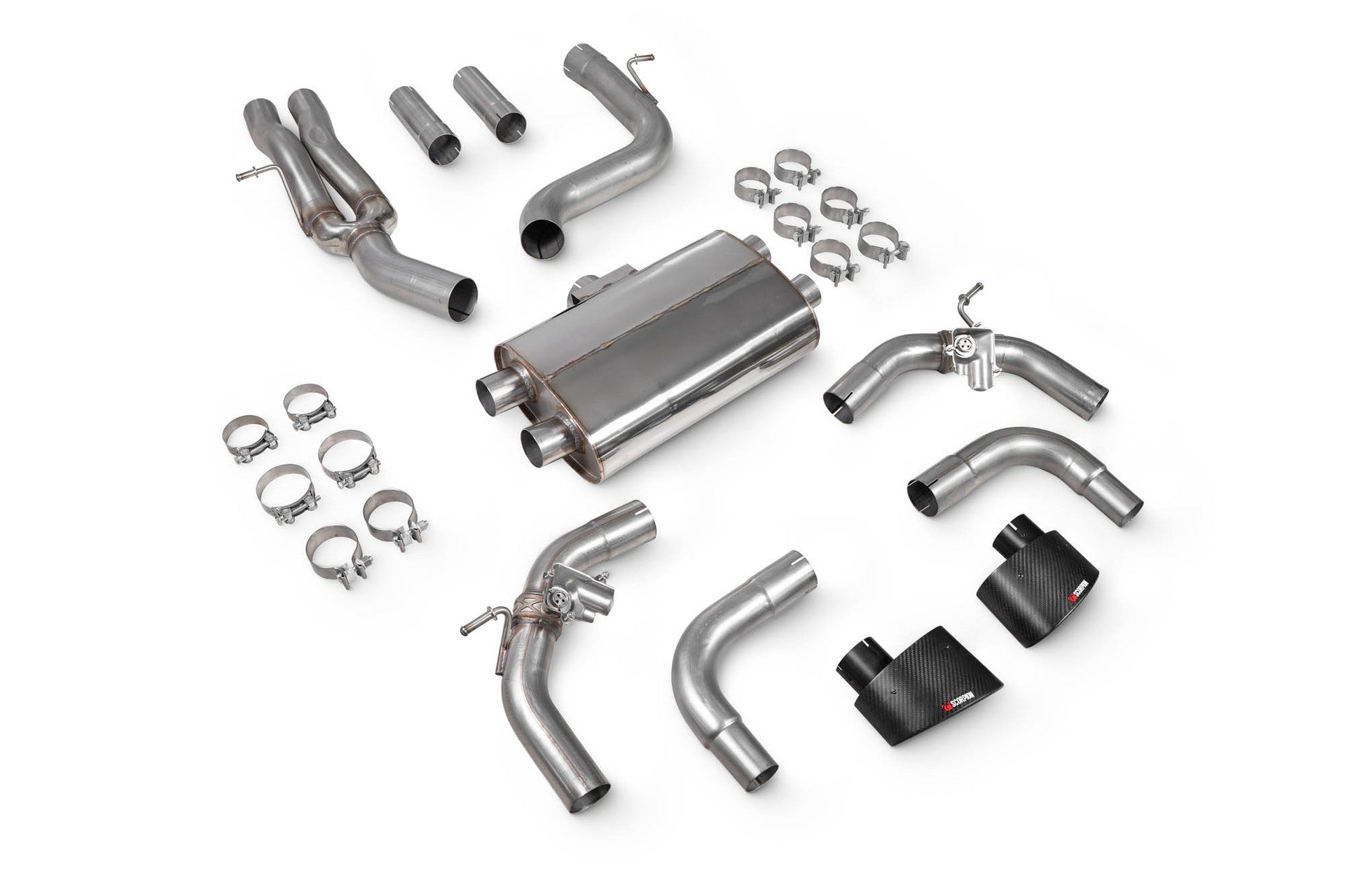 Scorpion Cat Back Exhaust System CF Trims - RS3 8V Pre-Facelift - Nineteen72 Performance