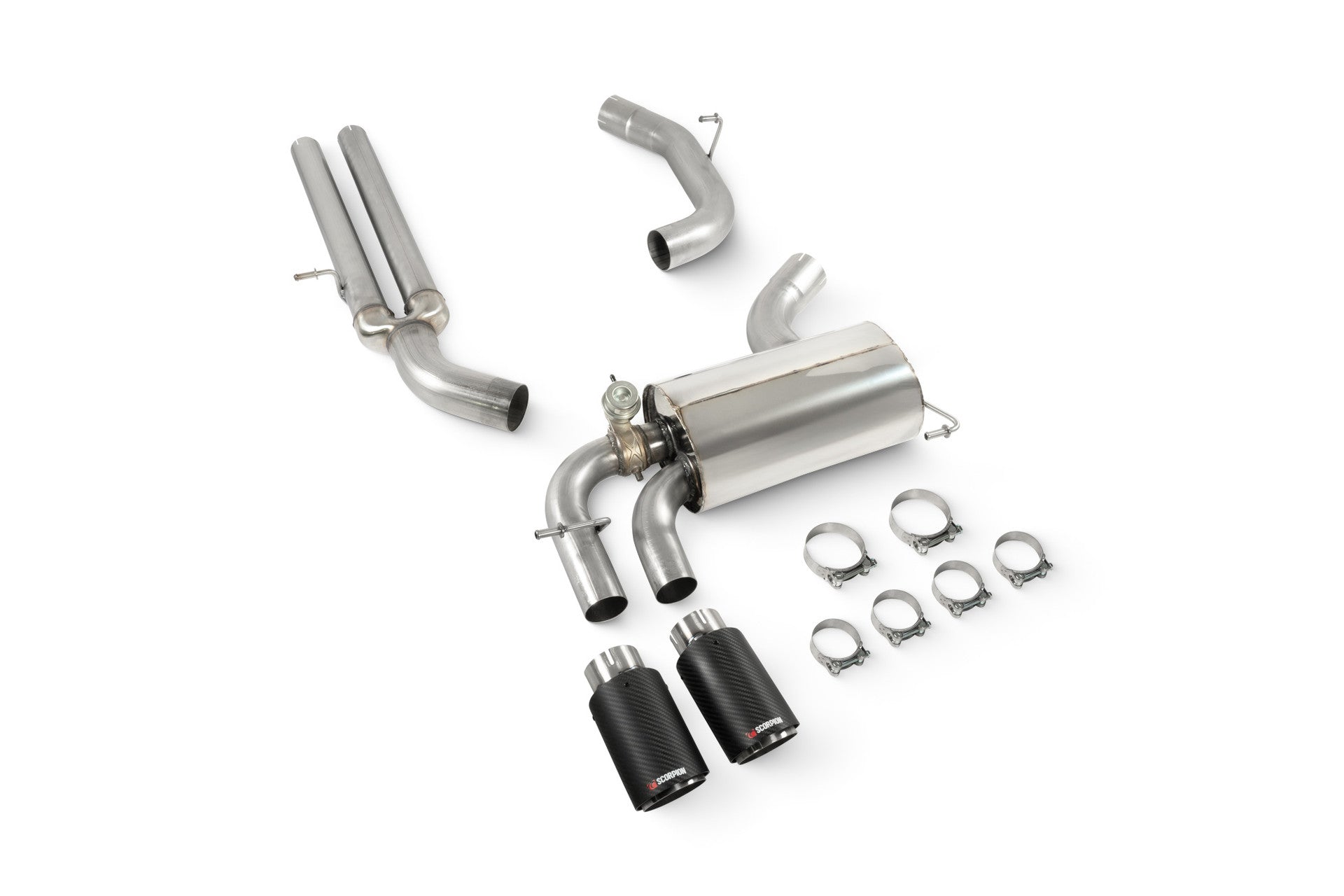 Scorpion Non-resonated secondary cat-back system Valved RS3 8P Carbon Tips 2011 - - Nineteen72 Performance
