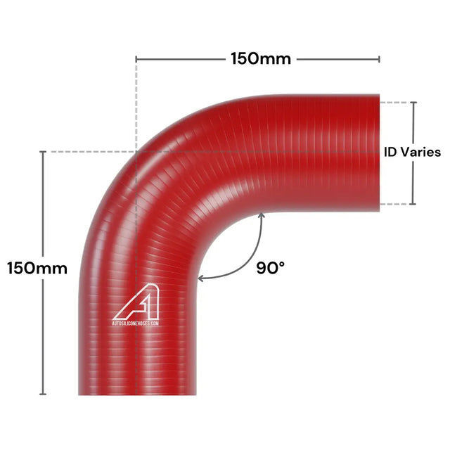 Auto Silicone Hoses 90-degree silicone hose, 63mm diameter, flexible automotive silicone hose with smooth finish.