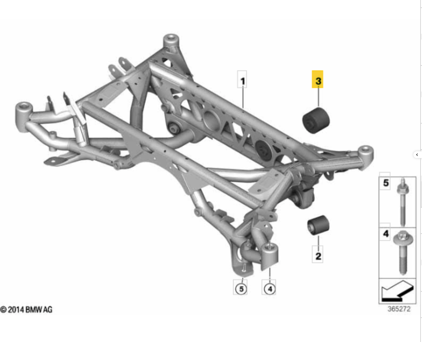 Powerflex BMW M2 F87 Comp rear differential bushes and dual-mount bracket, genuine BMW rear mounting components.
