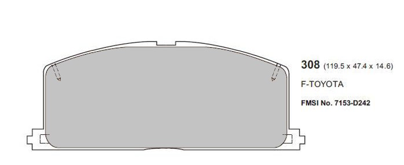 Toyota MR2 MK1 Front Performance Brake Pads 0308 - Nineteen72 Performance