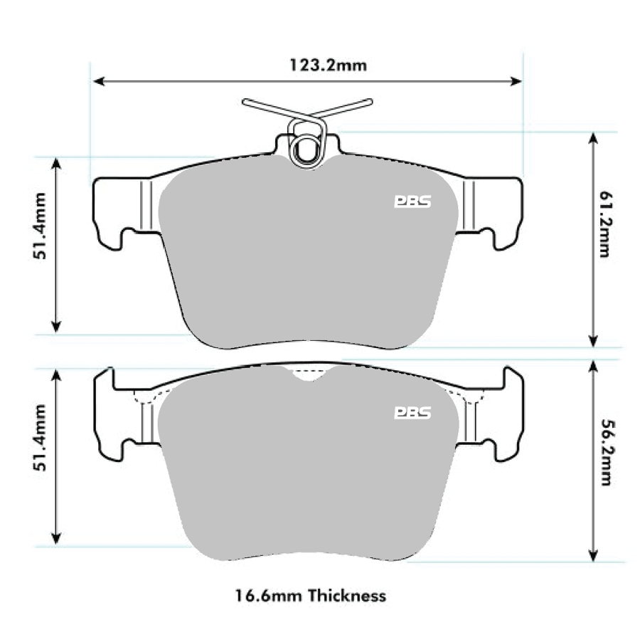 AUDI, SKODA, VW Rear PBS Performance Brake Pads cross ref Ferodo FCP4697 7002 - Nineteen72 Performance