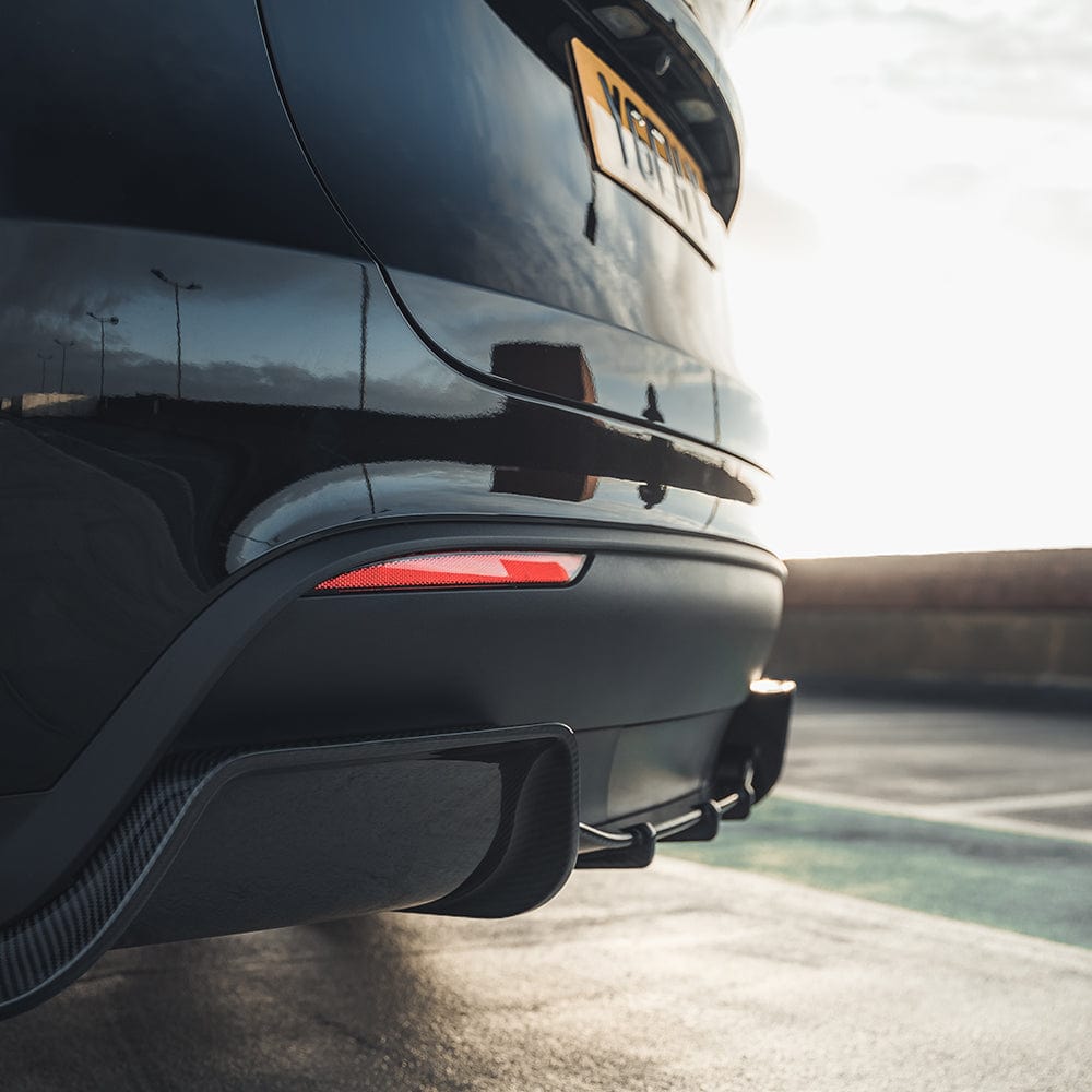 Tesla Model Y MK1 2020-2025 carbon fibre full kit by CT Carbon, featuring detailed images of the complete exterior enhancement set.