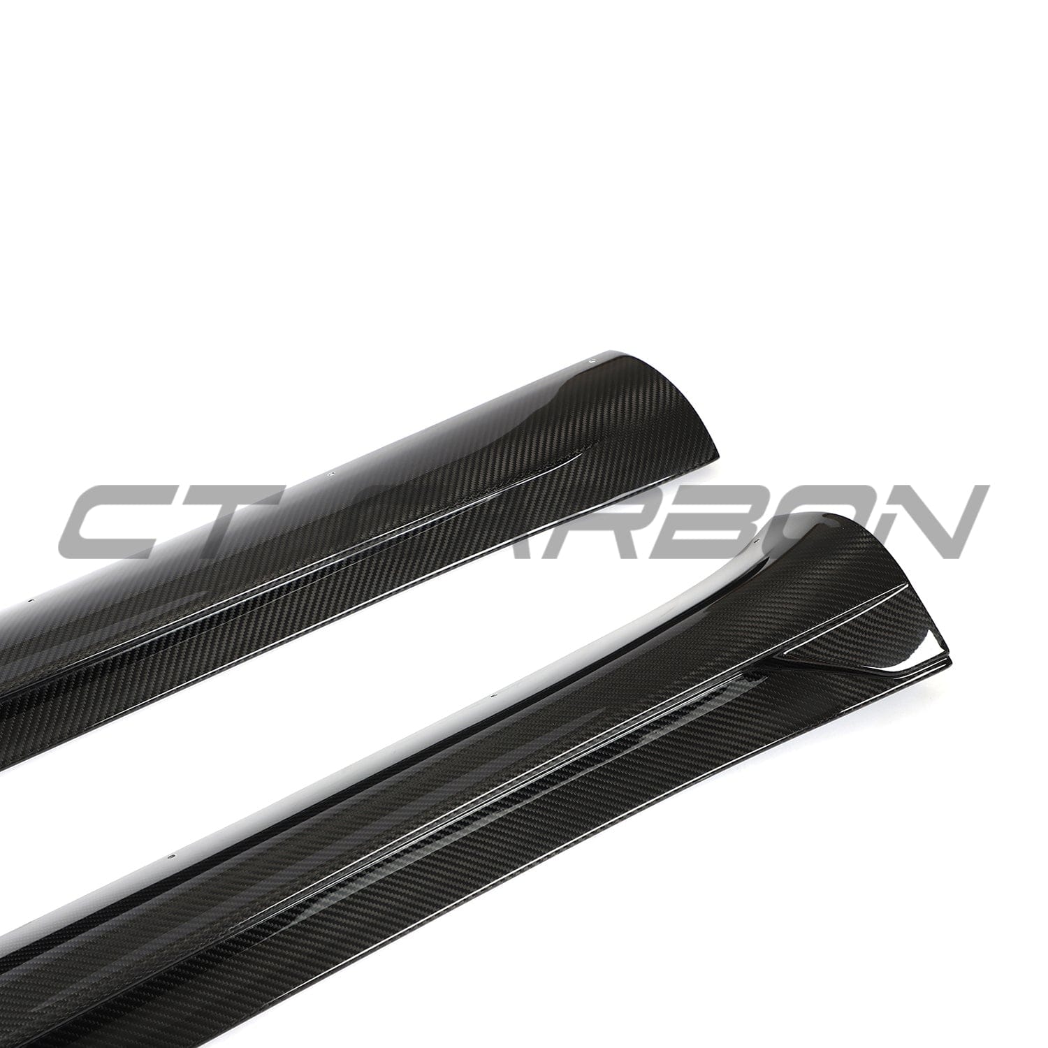 Tesla Model Y MK1 2020-2025 carbon fibre side skirts by CT Carbon, showing sleek, aerodynamic design on the vehicle's sides.