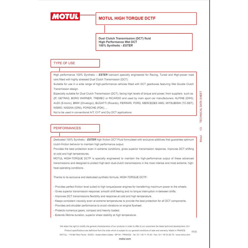 MOTUL HIGH TORQUE DCTF 1L