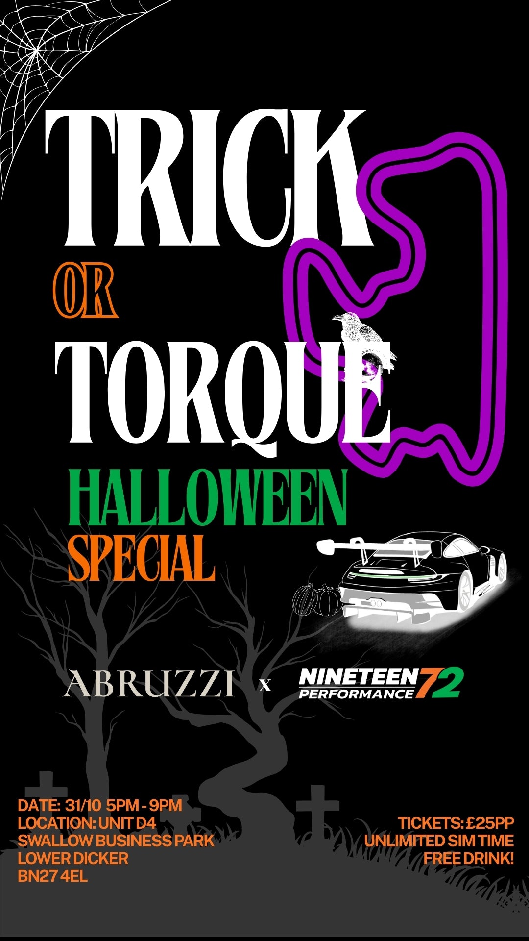 Nineteen72 Ticket - Trick or Torque at Abruzzi- 31/10/25 - Nineteen72 Performance