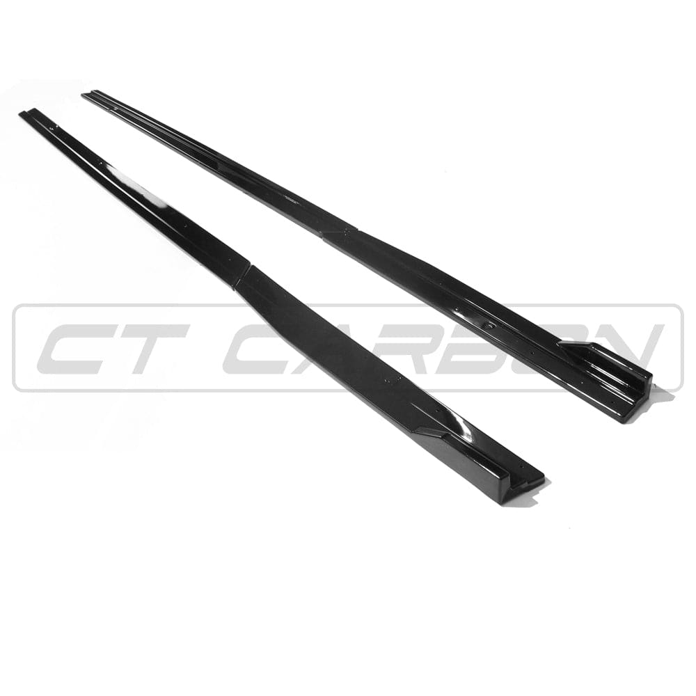 Volkswagen Golf R/GTD/GTI MK7/7.5 side skirts in gloss black by CT Carbon, shown installed on the vehicle.