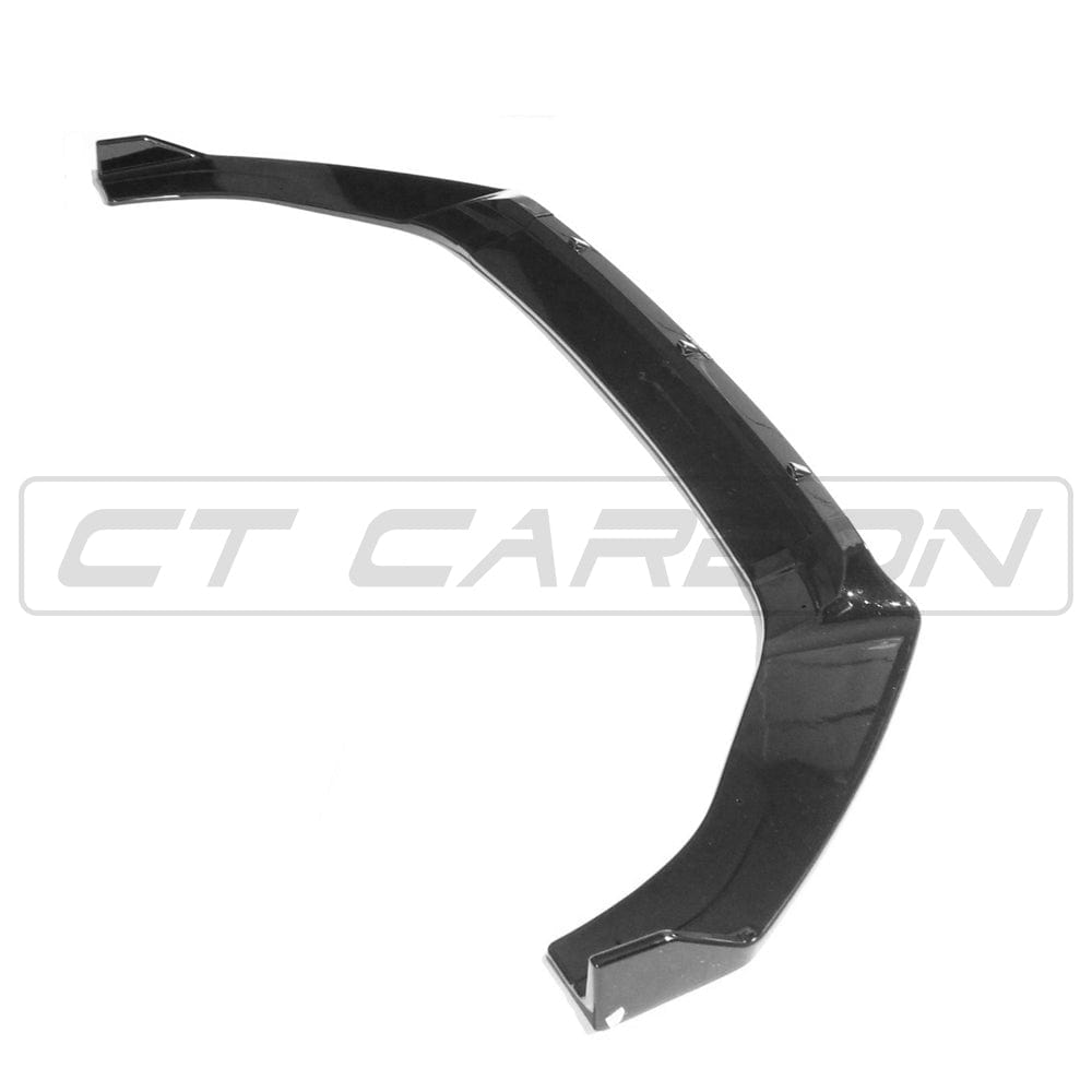 CT Carbon gloss black splitter for Volkswagen Golf R, GTD, and GTI MK7/7.5 models, installed on front bumper.