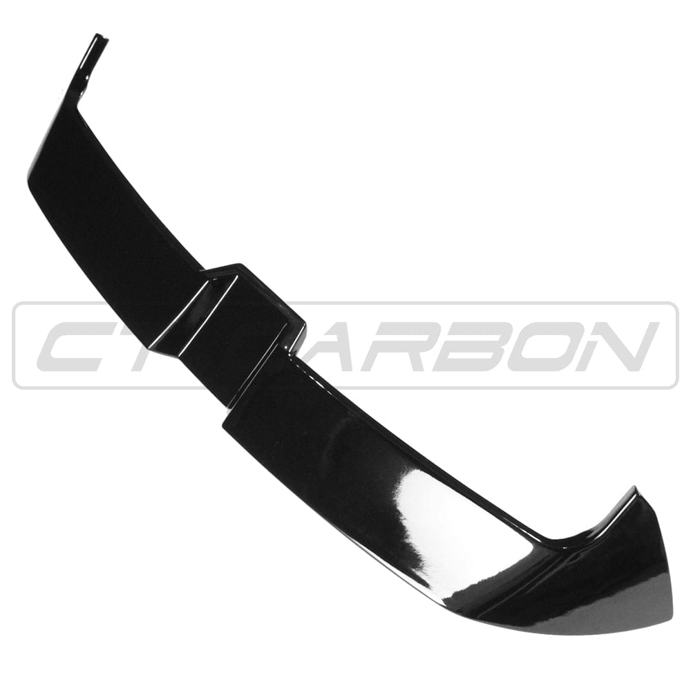 CT Carbon gloss black spoiler for Volkswagen Golf R, GTD, GTI MK7/7.5 models 2014-2020, mounted on the car's rear.