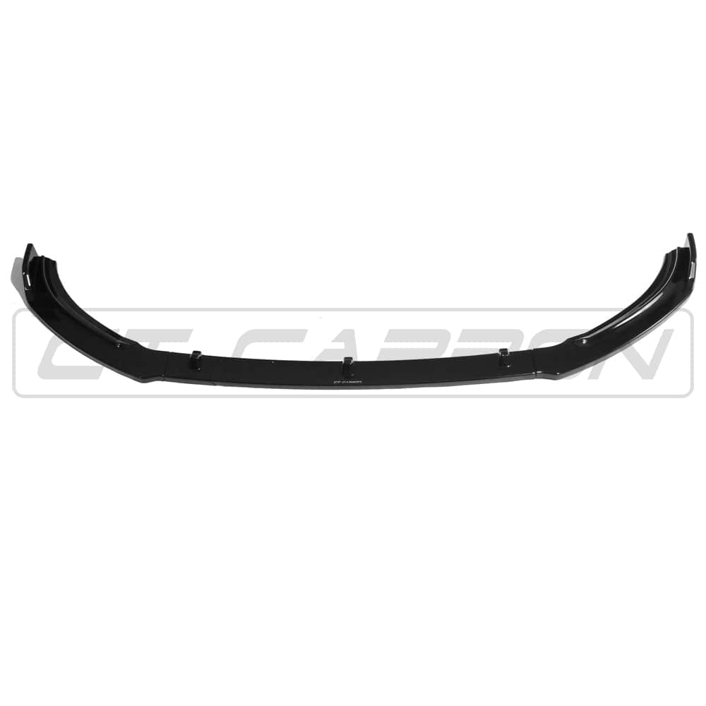Gloss black splitter for Volkswagen Polo MK6 2017-2020 by CT Carbon, showing the sleek front lip enhancement.