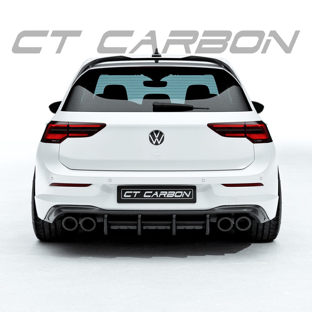 CT Carbon VW Golf MK8/MK8.5 R 2020+ carbon fibre diffuser, sleek aerodynamic design for enhanced sporty look and performance.