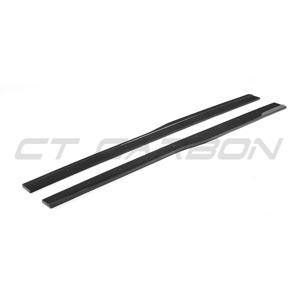 VW Golf R MK7/7.5 carbon fibre side skirts by CT Carbon, showing sleek, lightweight side skirts designed for 2014-2020 models.