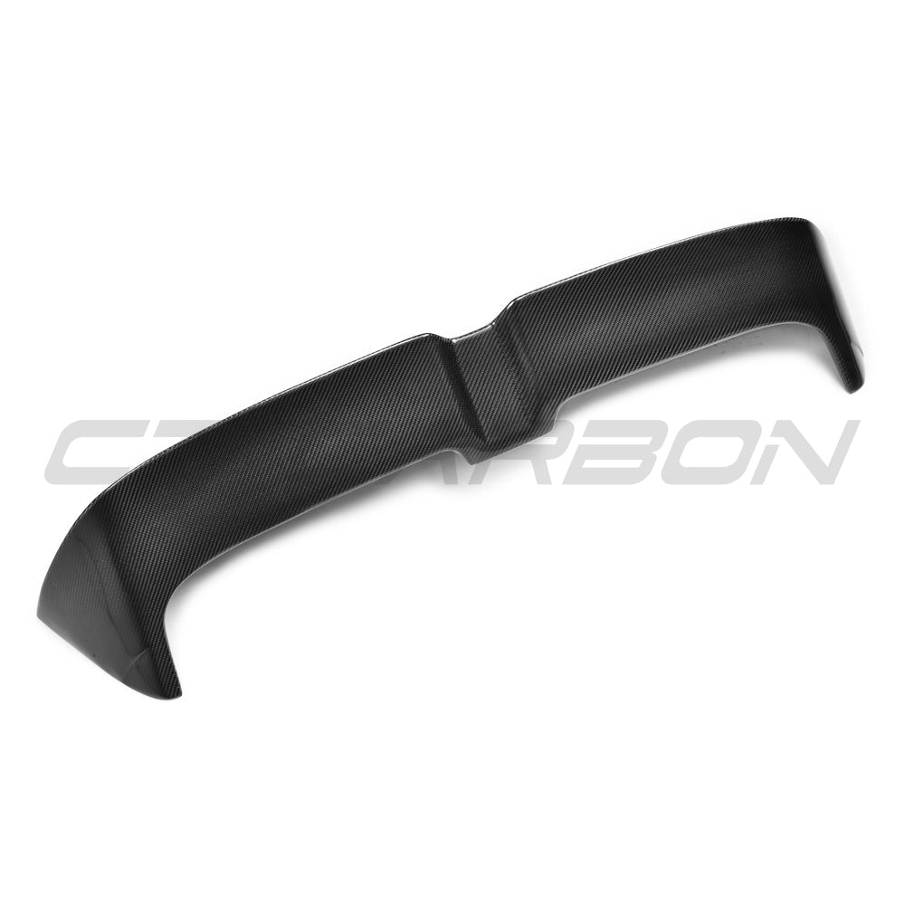 Carbon fiber spoiler for VW Golf R, GTD, GTI MK7/7.5 2014-2020 by CT Carbon, showing the sleek aerodynamic design.