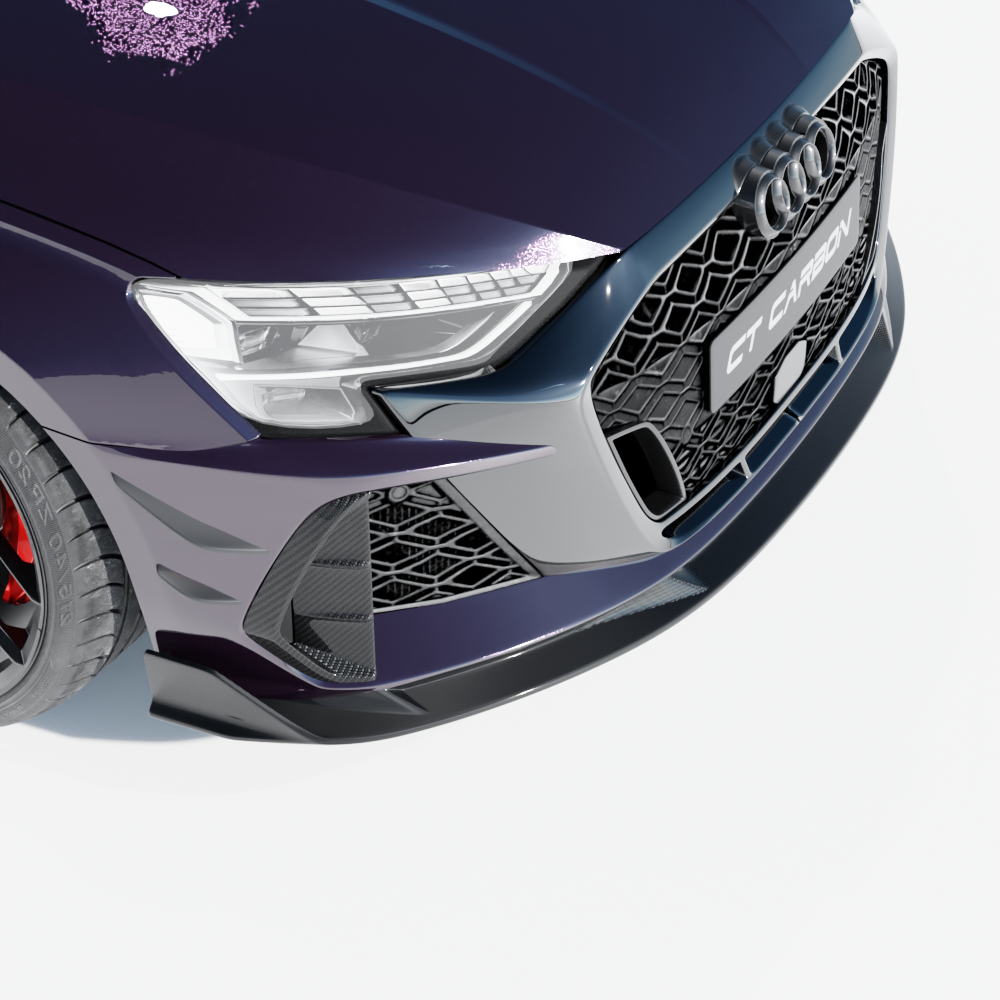 Audi RS3 8Y saloon carbon fibre diffuser by CT Carbon, V1, showcasing sleek aerodynamic design and textured carbon fiber surface.