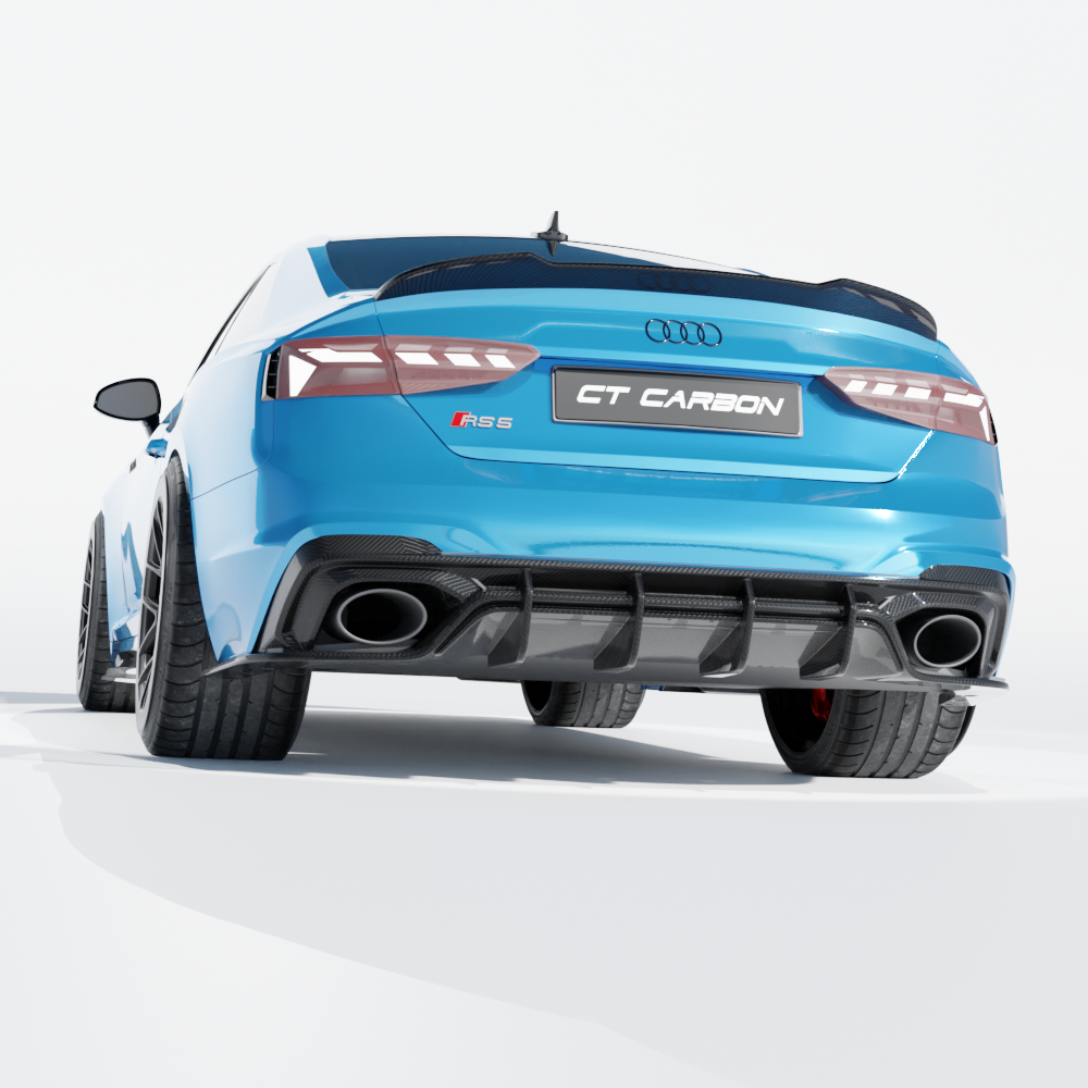 Full Audi RS5 B9.5 coupe 2020-2024 CT Carbon fiber kit, showcasing lightweight carbon fiber panels and aerodynamic design.