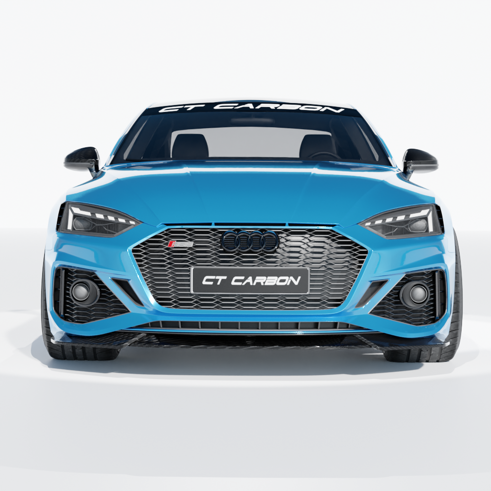 Full Audi RS5 B9.5 Coupe 2020-2024 CT Design carbon fiber kit showing front bumper, side panels, and rear diffuser.