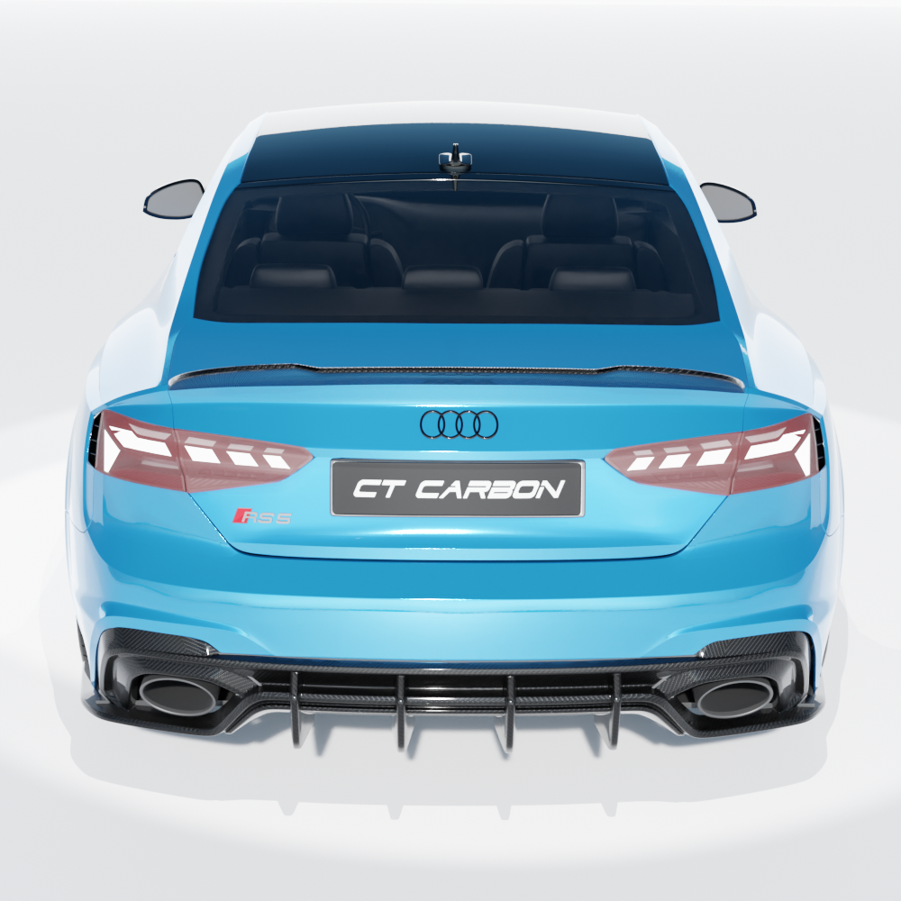 Full view of the CT Carbon Audi RS5 B9.5 Coupe 2020-2024 full carbon fibre kit showing sleek, lightweight exterior enhancements.