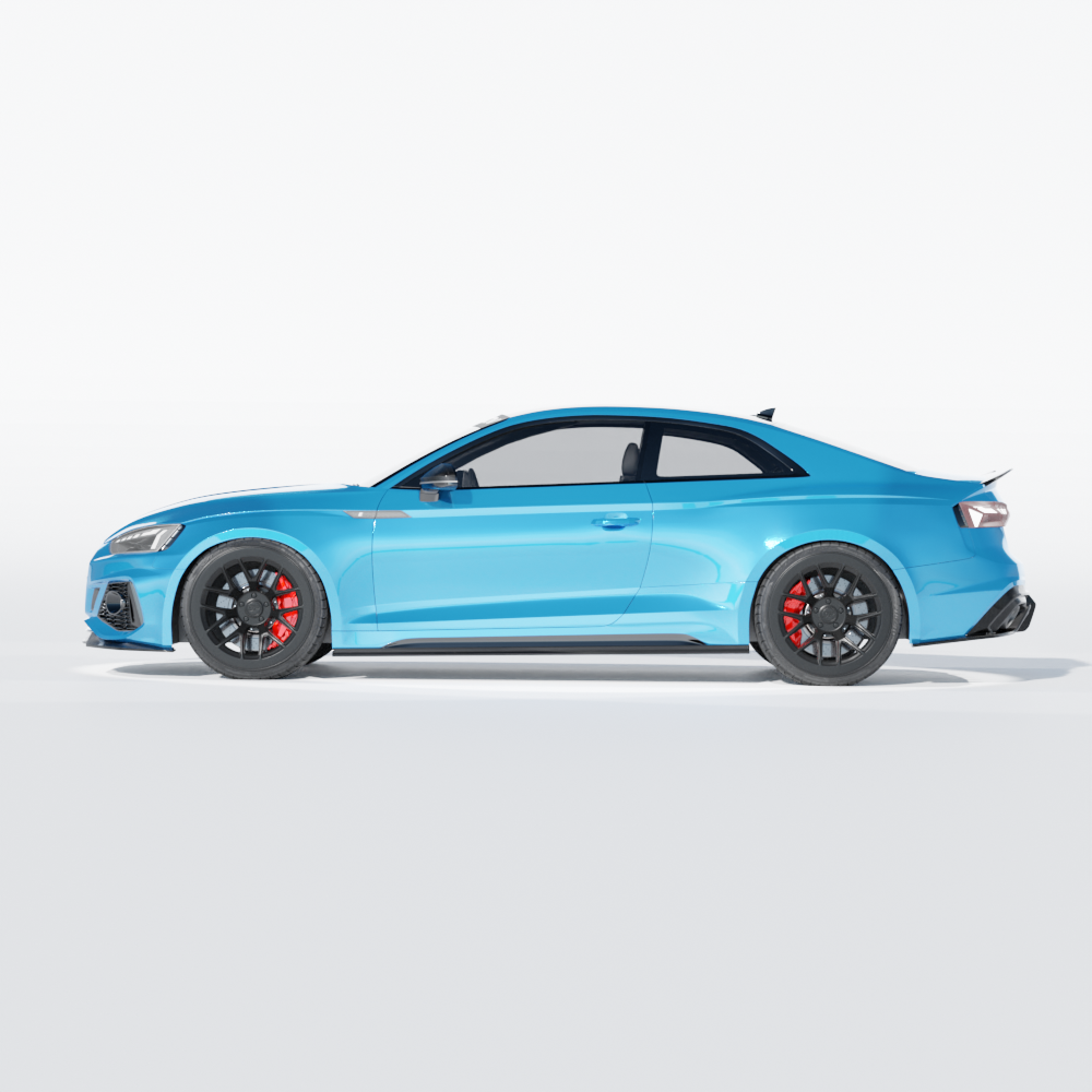 Audi RS5 B9.5 Coupe 2020-2024 CT Design full carbon fiber kit showing front bumper, side skirts, and rear diffuser details.