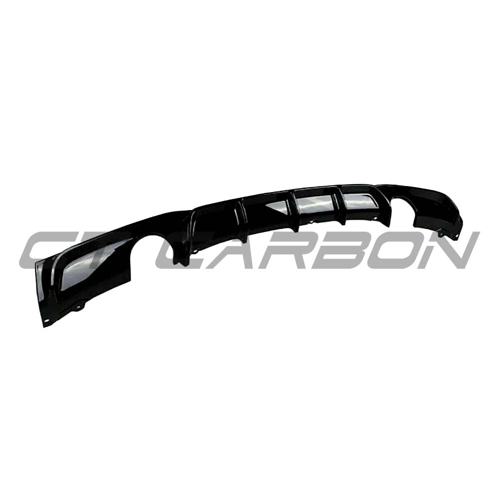 BMW 3 Series F30 F31 GLOSS BLACK dual exhaust diffuser by CT Carbon, showing the sleek black diffuser with dual exhaust outlets.