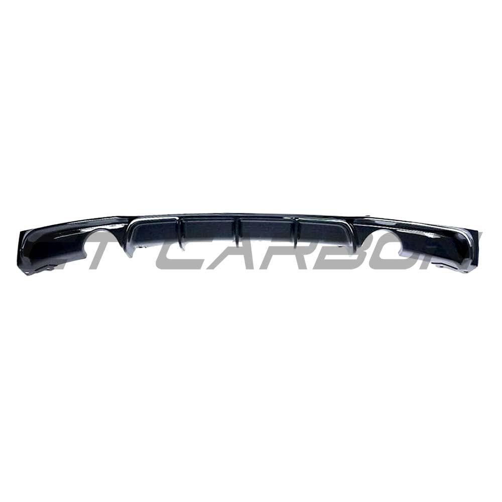 BMW 3 Series F30/F31 GLOSS BLACK dual exhaust diffuser by CT Carbon, featuring sleek MP style design for sporty look.