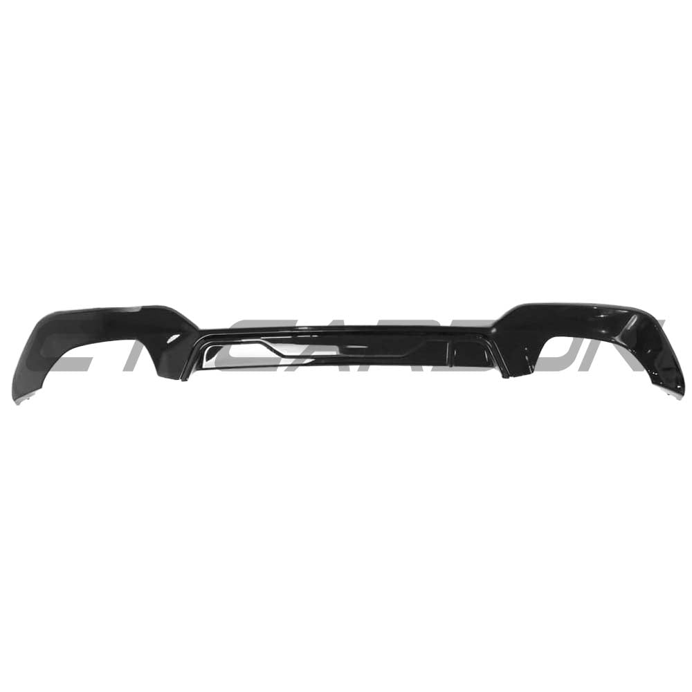 BMW 3 Series G20 gloss black full kit with square exhaust by CT Carbon, featuring sleek design and MP style exhaust outlet.