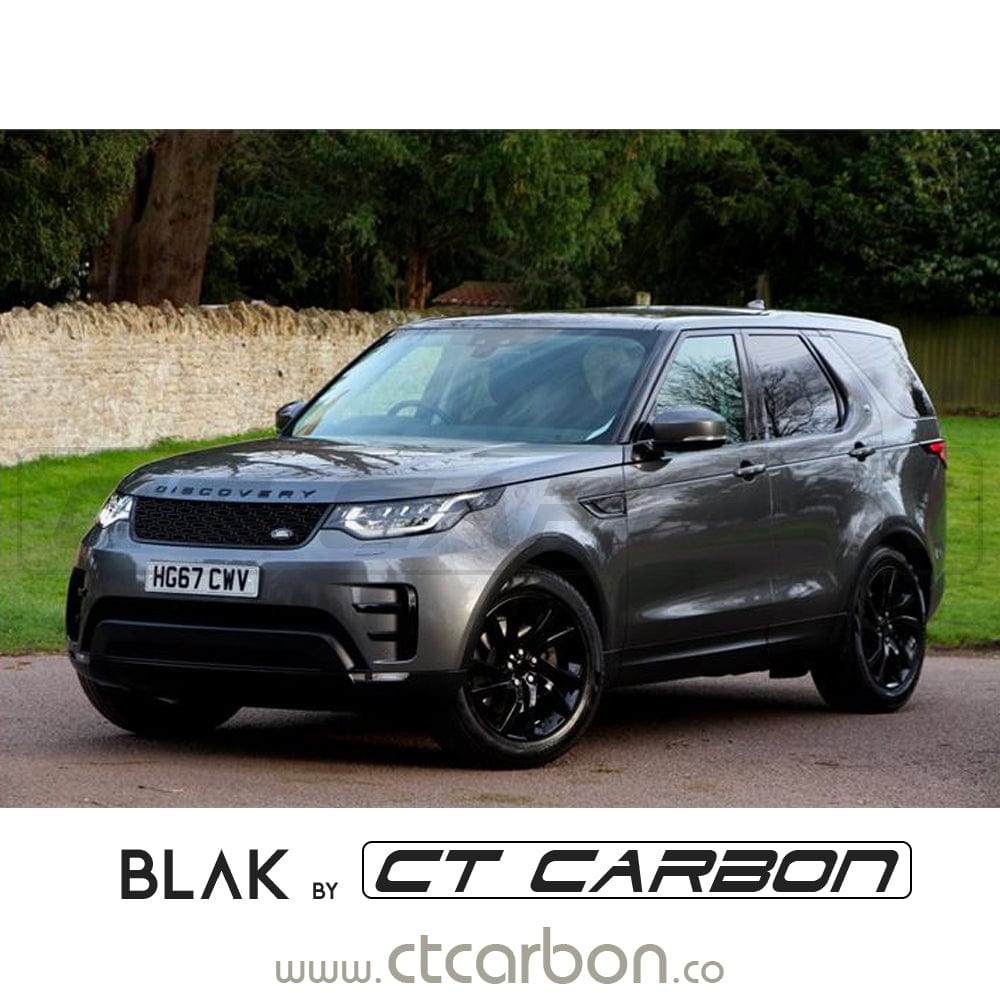 CT Carbon full black edition trim kit for Land Rover Discovery 5, 2016+, featuring sleek black accents and aerodynamic design.