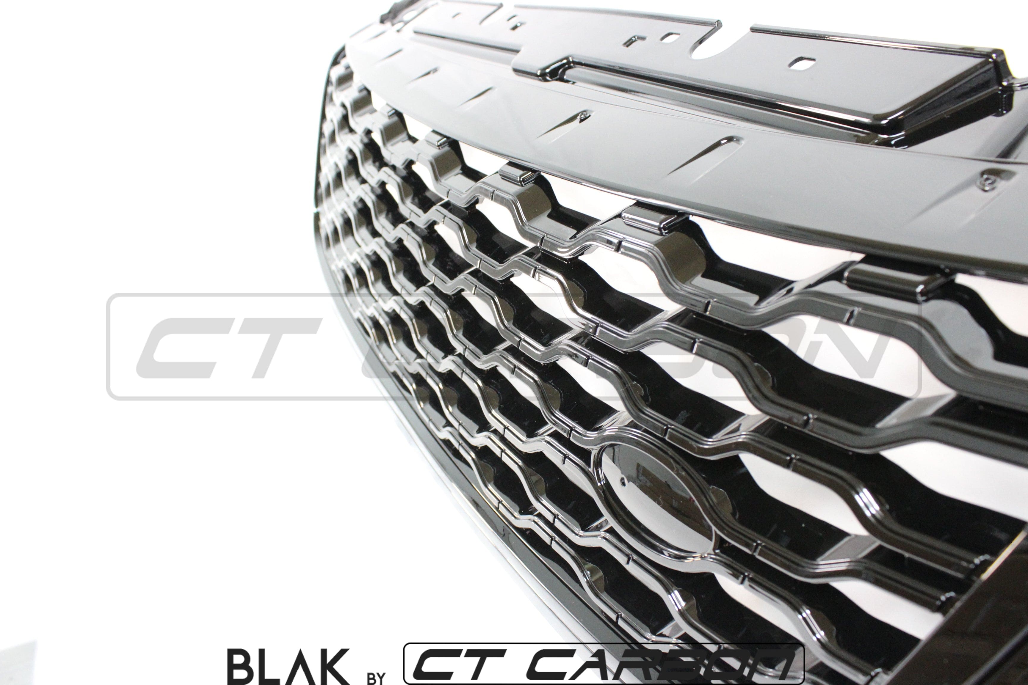 Full black edition Range Rover Velar trim pack kit by CT Carbon, featuring sleek black exterior accents for 2017+ models.