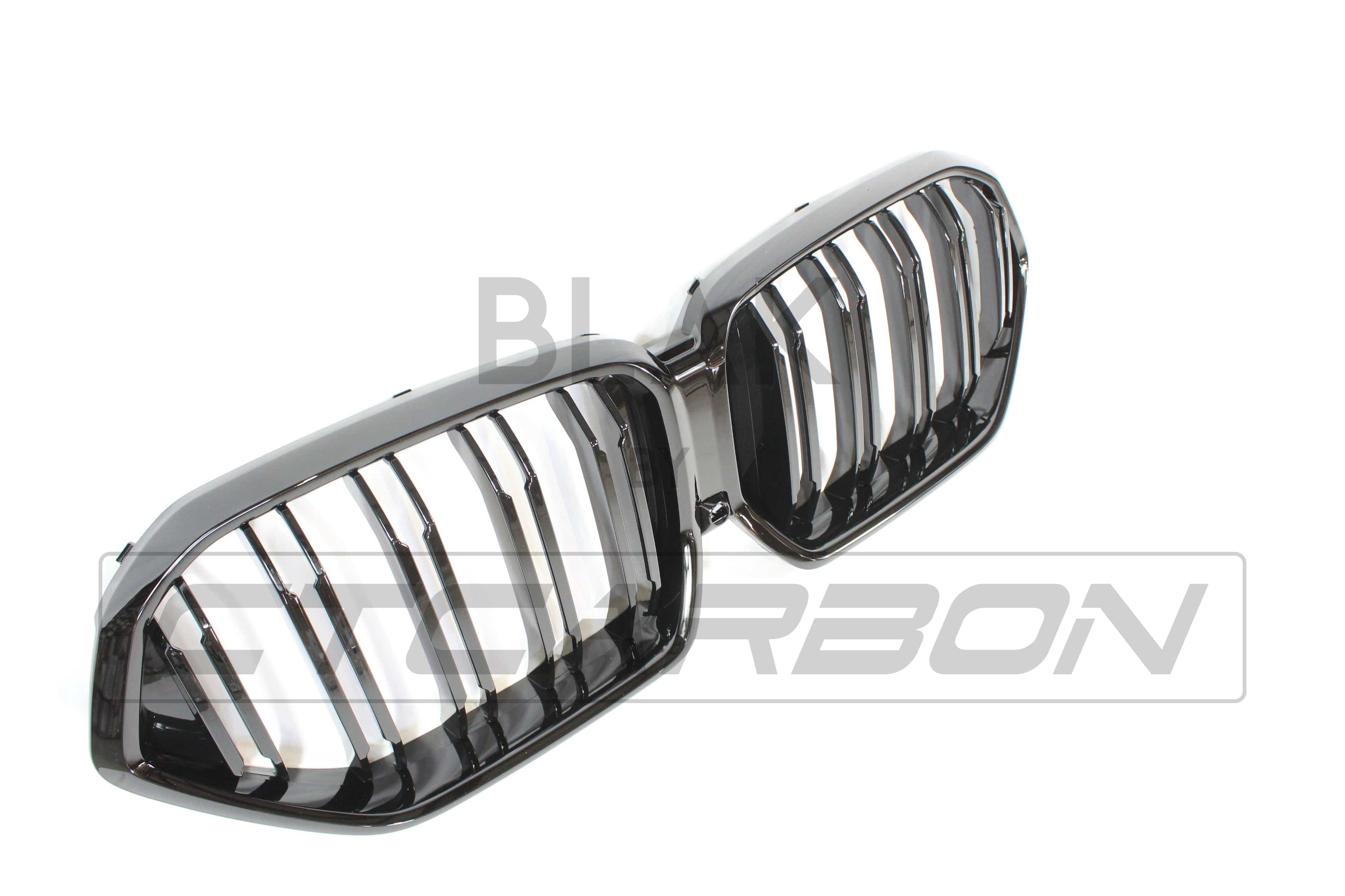BMW G06 X6 2019-2023 CT Carbon double slat black grille, close-up view of sleek black grille design on the vehicle