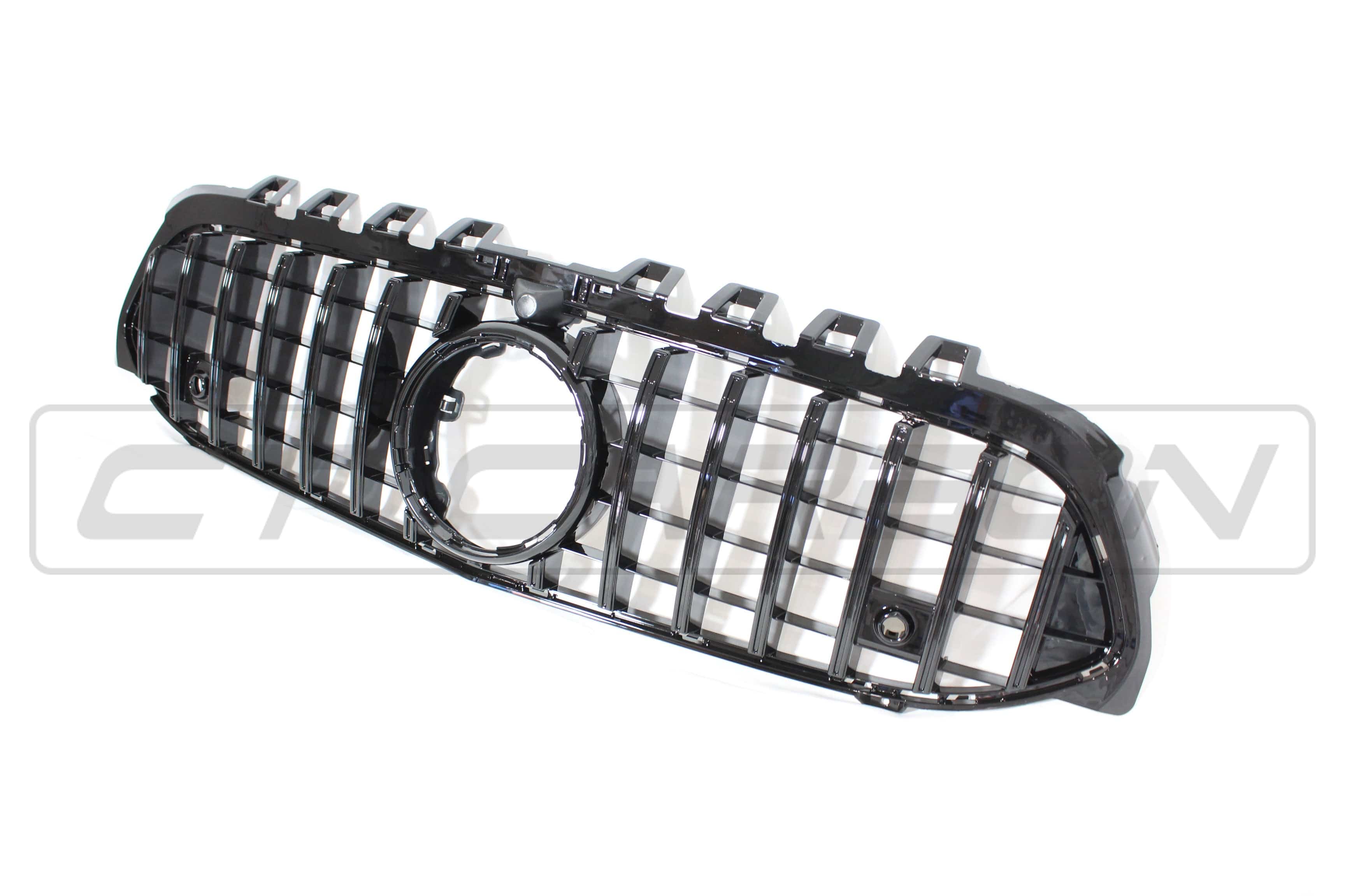 Mercedes V177 W177 A-Class Panamerica black grille by CT Carbon, front view showing sleek black design and grille details.