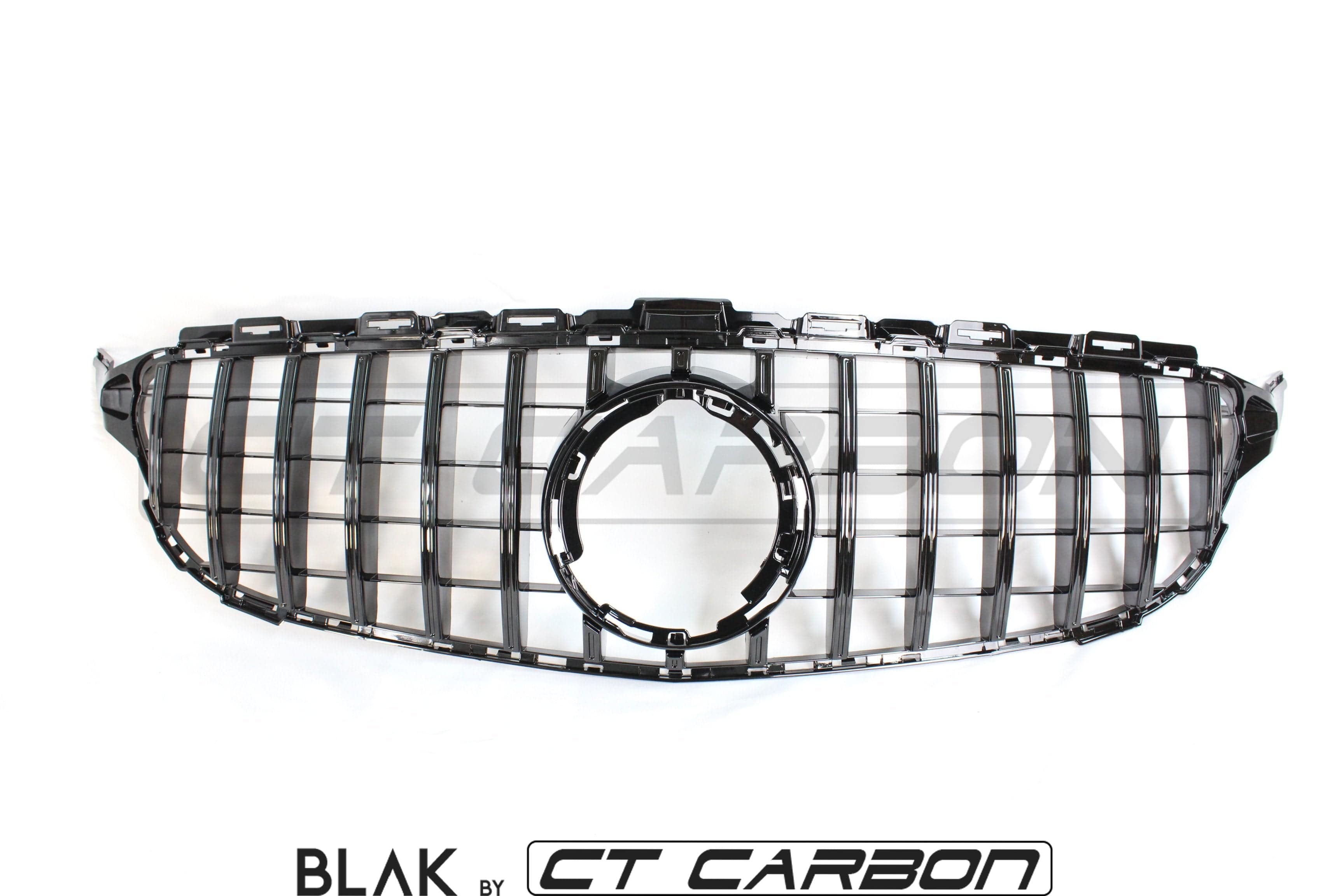 Mercedes W205 C63 AMG 2014-2018 black grille with camera, CT Carbon Panamericana style grille for AMG GT and C-Class models.