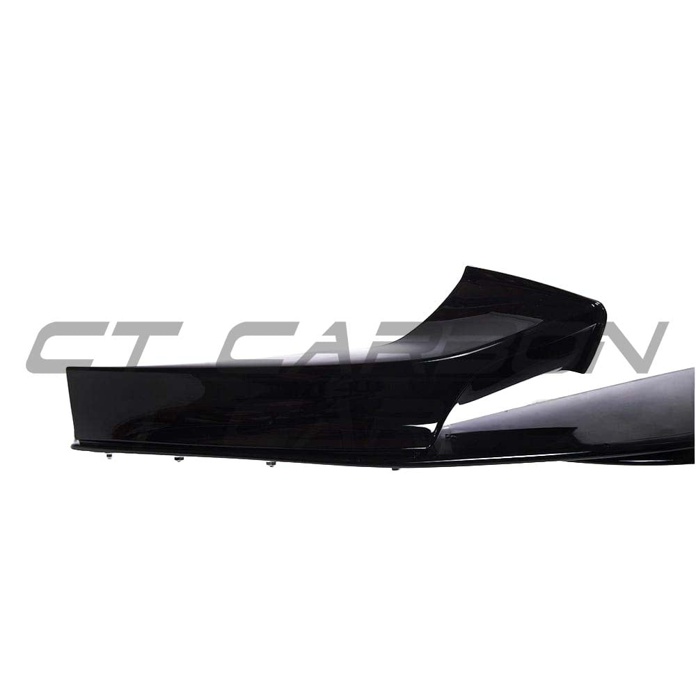 BMW 2 Series F22/F23 CT Carbon gloss black splitter, front automotive upgrade with MP style design, mounted on the vehicle.