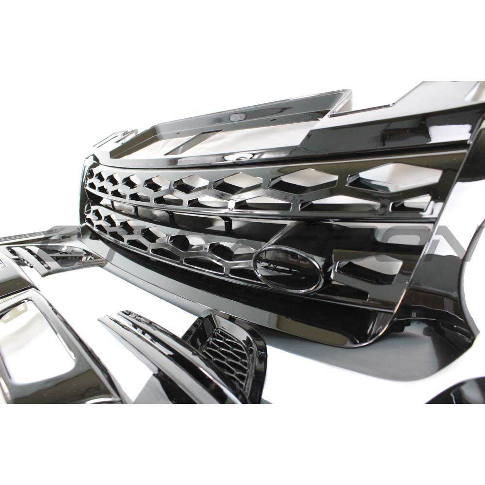 Black splitter kit for Range Rover Sport L494 2014-2017 Full Black Edition by CT Carbon, showing sleek black trim components.