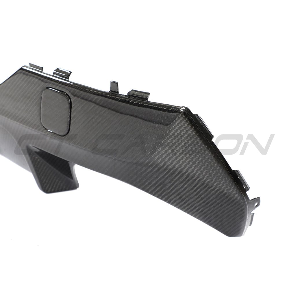 Black BMW G23 4 Series convertible carbon fibre diffuser kit by CT Carbon, with sleek aerodynamic design and textured finish.