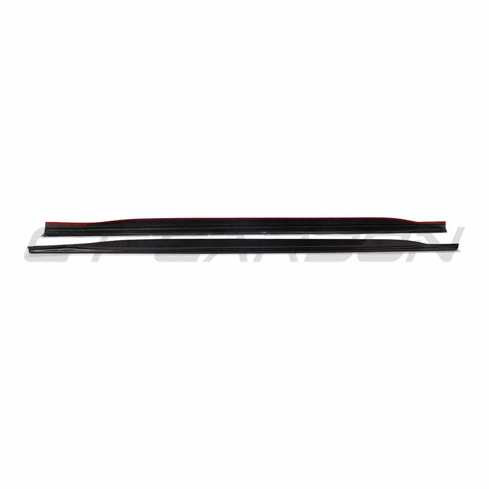 Black CT Carbon side skirts and diffuser kit for BMW G23 4 Series Convertible, made from high-quality carbon fiber.