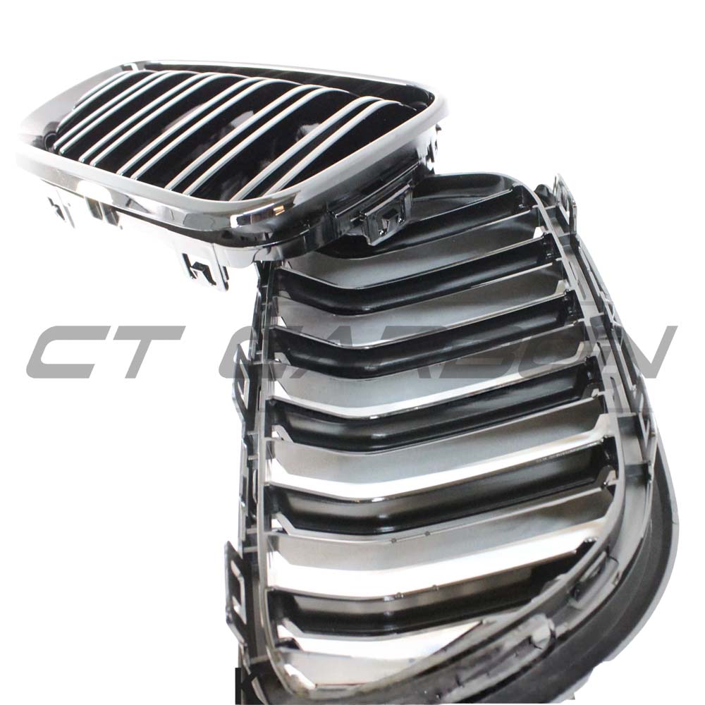 BMW M2 F87 F22 CT Carbon double slat black grille for 2 Series, enhances front styling with high-quality black grille design.