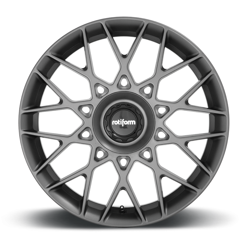 Rotiform BLQ-C wheels in matte anthracite finish, 19-inch size with 8-inch width and ET45 offset, detailed face design.