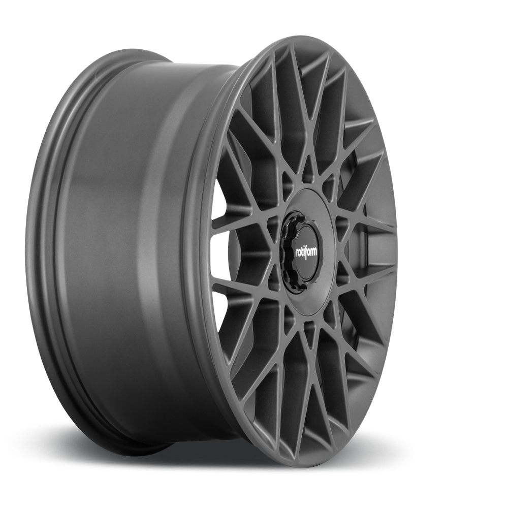 Rotiform BLQ-C wheels in matte anthracite finish, 19-inch size with 8-inch width and ET45 offset for modern car styling.