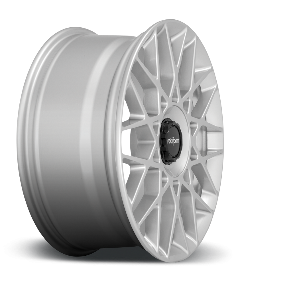 Rotiform BLQ-C wheels in silver finish with 19-inch size, 8-inch width, and 45mm offset, featuring a sleek multi-spoke design.