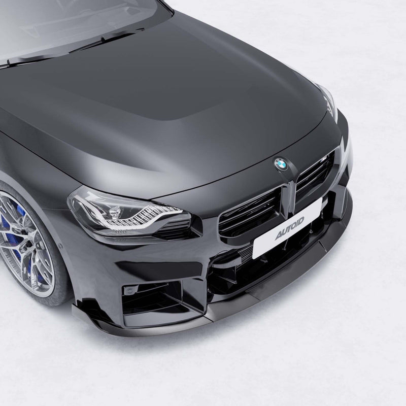 BMW G87 M2 TR87 pre-preg carbon fibre front splitter with winglets by TREVORA, designed for 2023+ model.