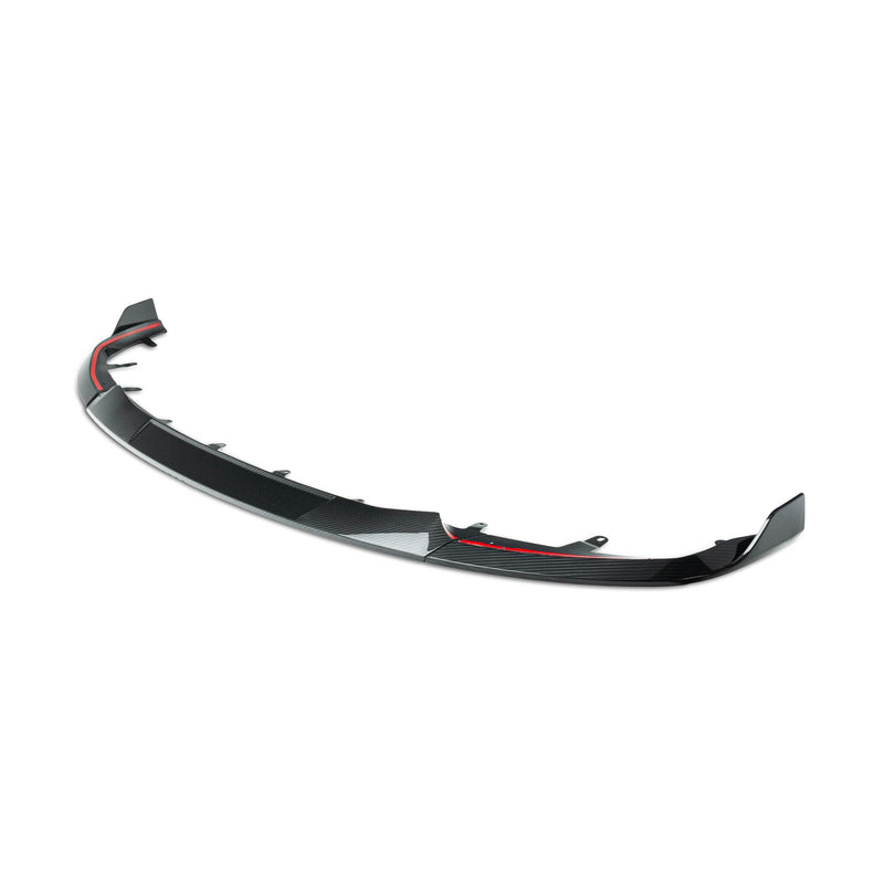 BMW G87 M2 TR87 carbon fibre front splitter with winglets by TREVORA, showcasing sleek aerodynamic design for 2023 model.