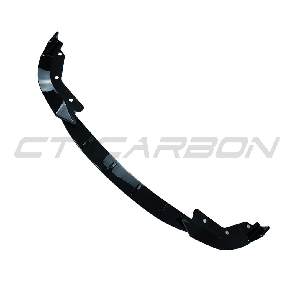 BMW G20/G21 3 Series 2019-2021 CT Carbon gloss black splitter V2 installed on front bumper, enhancing sporty appearance.