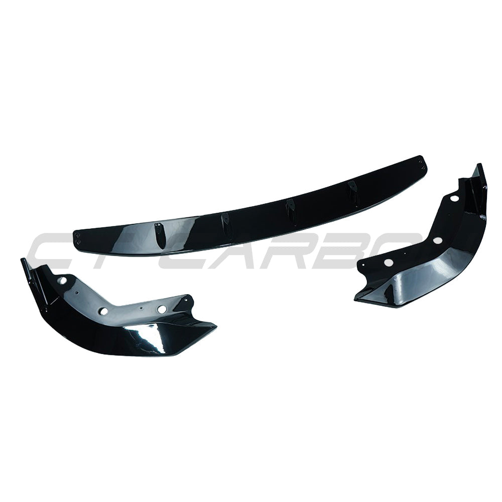 BMW G20 G21 3 Series 2019-2021 CT Carbon gloss black splitter, V2, showcasing its sleek aerodynamic design.