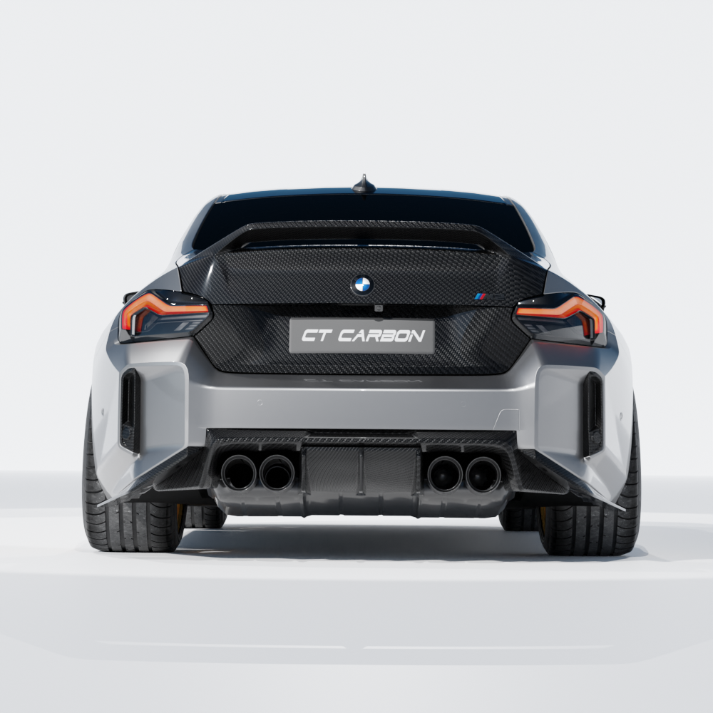 BMW G42 2 Series and G87 M2 carbon fiber trunk lid by CT Design, lightweight and aerodynamic for sporty performance.