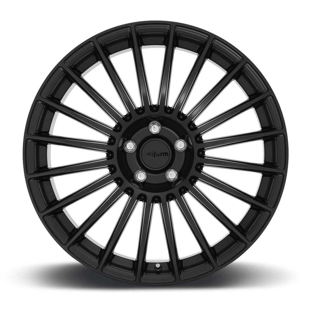 Rotiform BUC Staggered wheels in matte black finish, 20x10 inch size, featuring a sleek design with a black face.