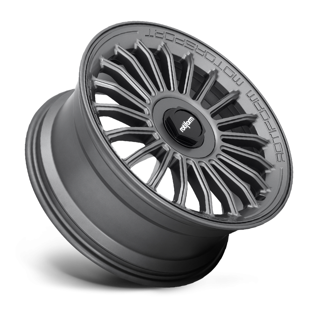 Rotiform BUC-M black and matte anthracite wheels showing multi-spoke design on a car rim.