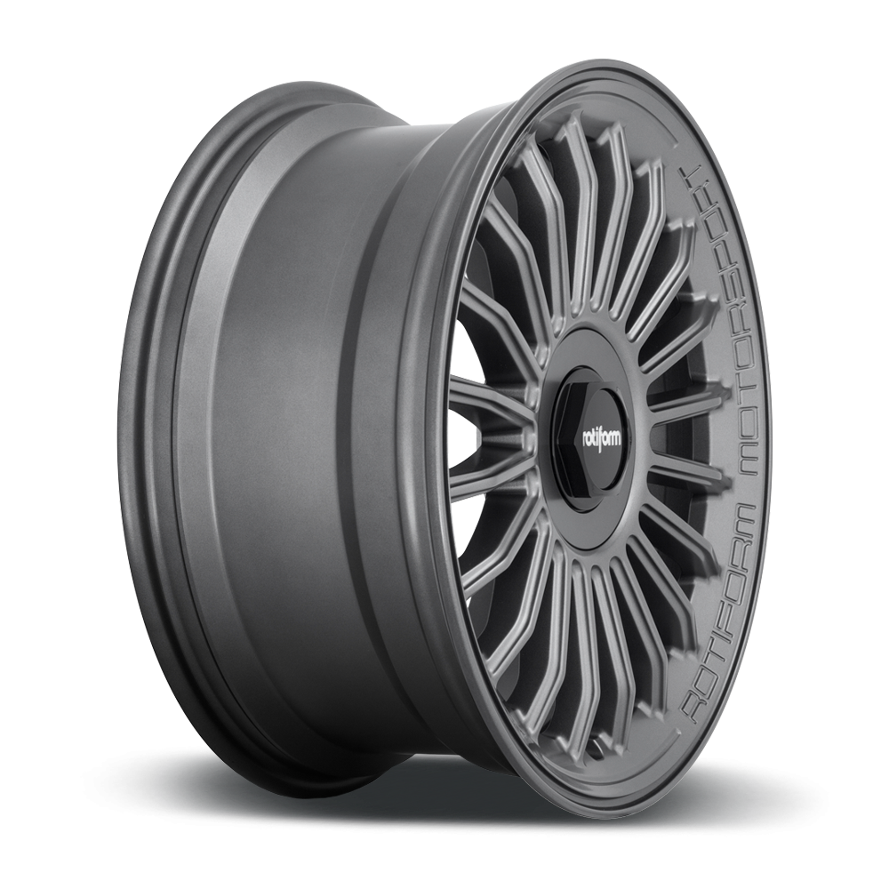 Rotiform BUC-M black and matte anthracite wheels with a sleek, modern design for cars, shown in a close-up image.