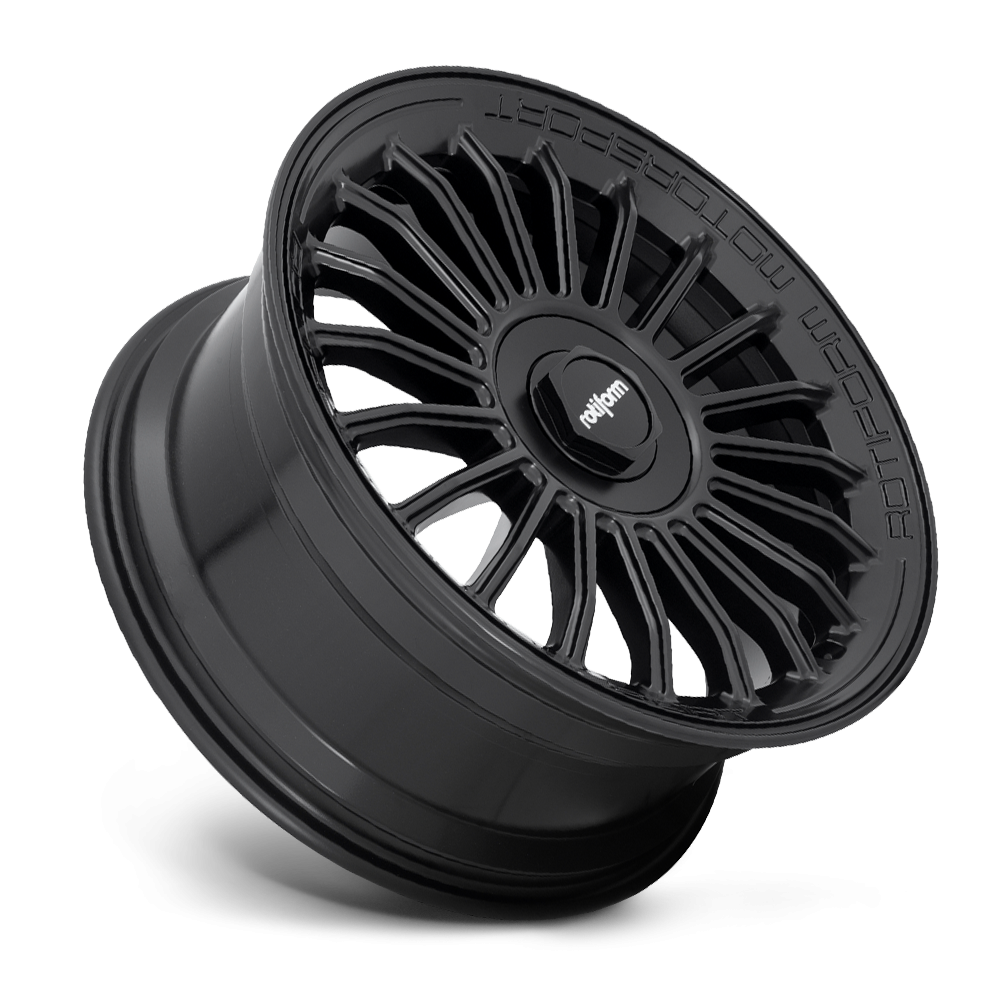 Rotiform BUC-M black and matte anthracite alloy wheels with multi-spoke design, displayed on a vehicle.