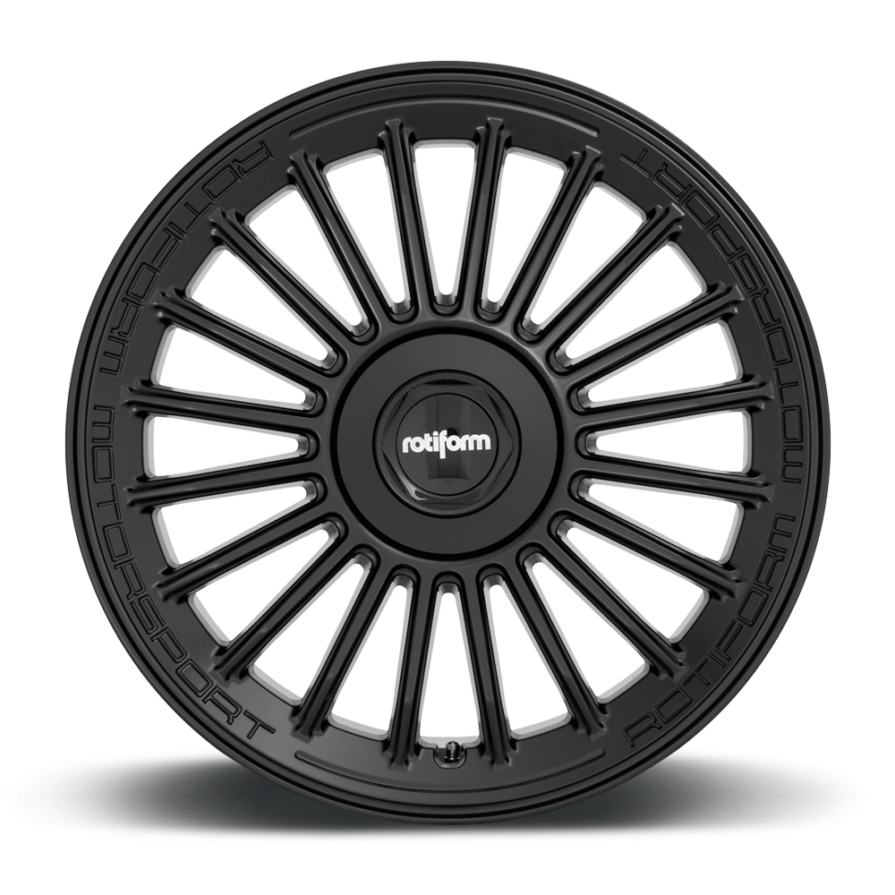 Rotiform BUC-M black and matte anthracite alloy wheels with a multi-spoke design, shown in a close-up image.