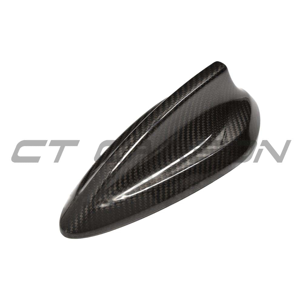 BMW Fxx carbon fiber antenna cover by CT Carbon, close-up view showing sleek black carbon fiber material on the vehicle antenna.
